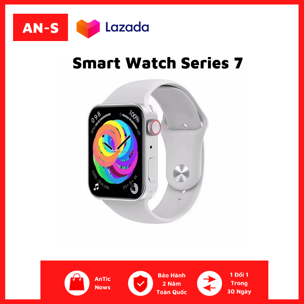 Đồng Hồ Thông Minh Smart Watch Series 7 Năm 2021. Màn To, Viền Siêu Mỏng, Cạnh Vuông Sang Trọng. Nghe Gọi Trực Tiếp, Đọc Tin Nhắn , Đo Nhịp Tim, Nồng Độ Oxi, Huyết Áp, Calo, Bước Nhảy, Chống Nước. Hàng Xách Tay - Full Box