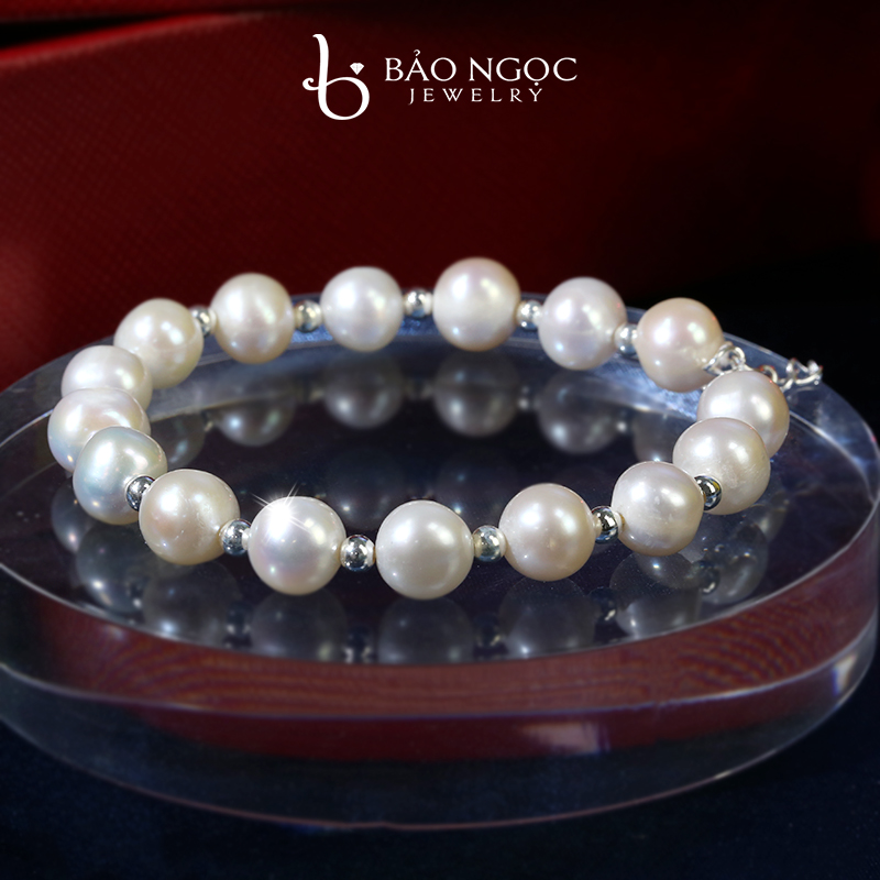 Vòng Tay Chuỗi Ngọc Trai Đeo Tay, Vòng Tay Ngọc Trai Cao Cấp Hạt Ngọc 8Ly