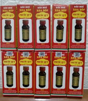 10 Dầu xoa bóp massage Huế ( hiệu Phước Quy chính hãng 10 chai x 60ml , loại có hộp )