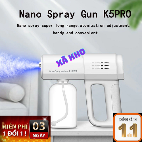 Súng phun khử khuẩn K5 Pro,phun sương nano diệt khuẩn, tiệt trùng bằng tia UV diệt 99% vi khuẩn Máy Phun Khử Khuẩn Xịt Diệt Virus Chống Vi Khuẩn.
