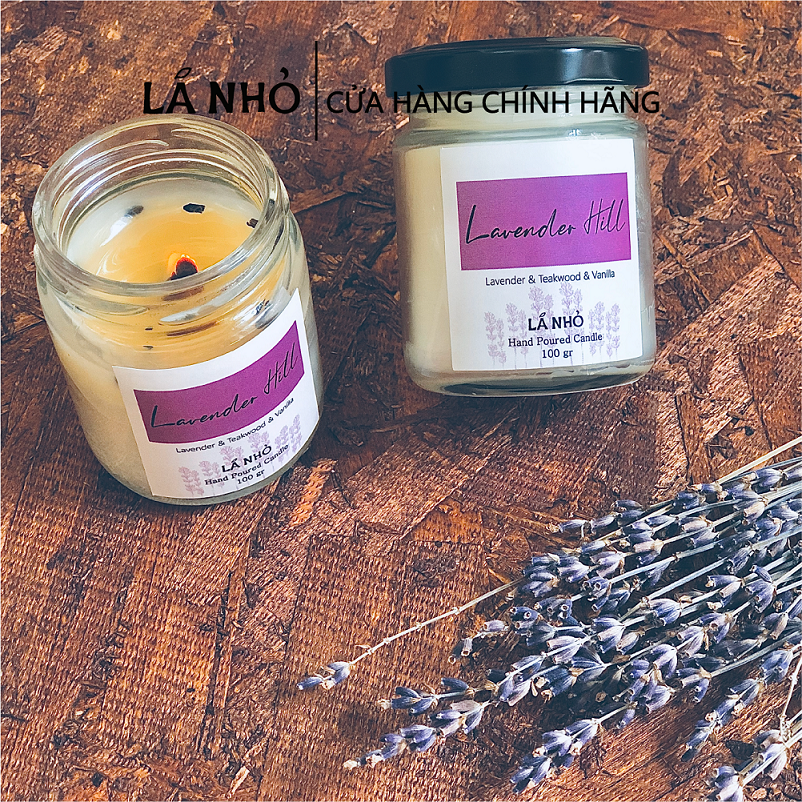 Nến thơm Handmade Candle - LÁ NHỎ - Lavender Hill - (Oải Hương + Gỗ Teak + Vanilla) - Thư Giãn - N