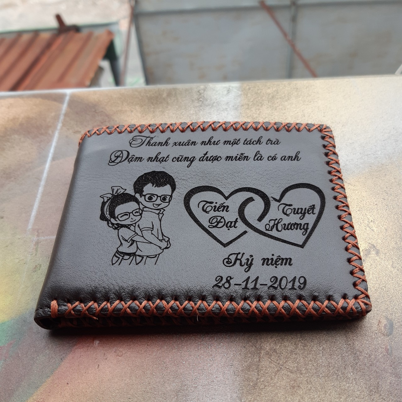 Ví Nam Da Bò Khắc Hình/Ví da khắc tên BYL/Ví khắc theo yêu cầu/Ví khắc hình/Ví da nam khắc tên/Ví da nam khắc hình
