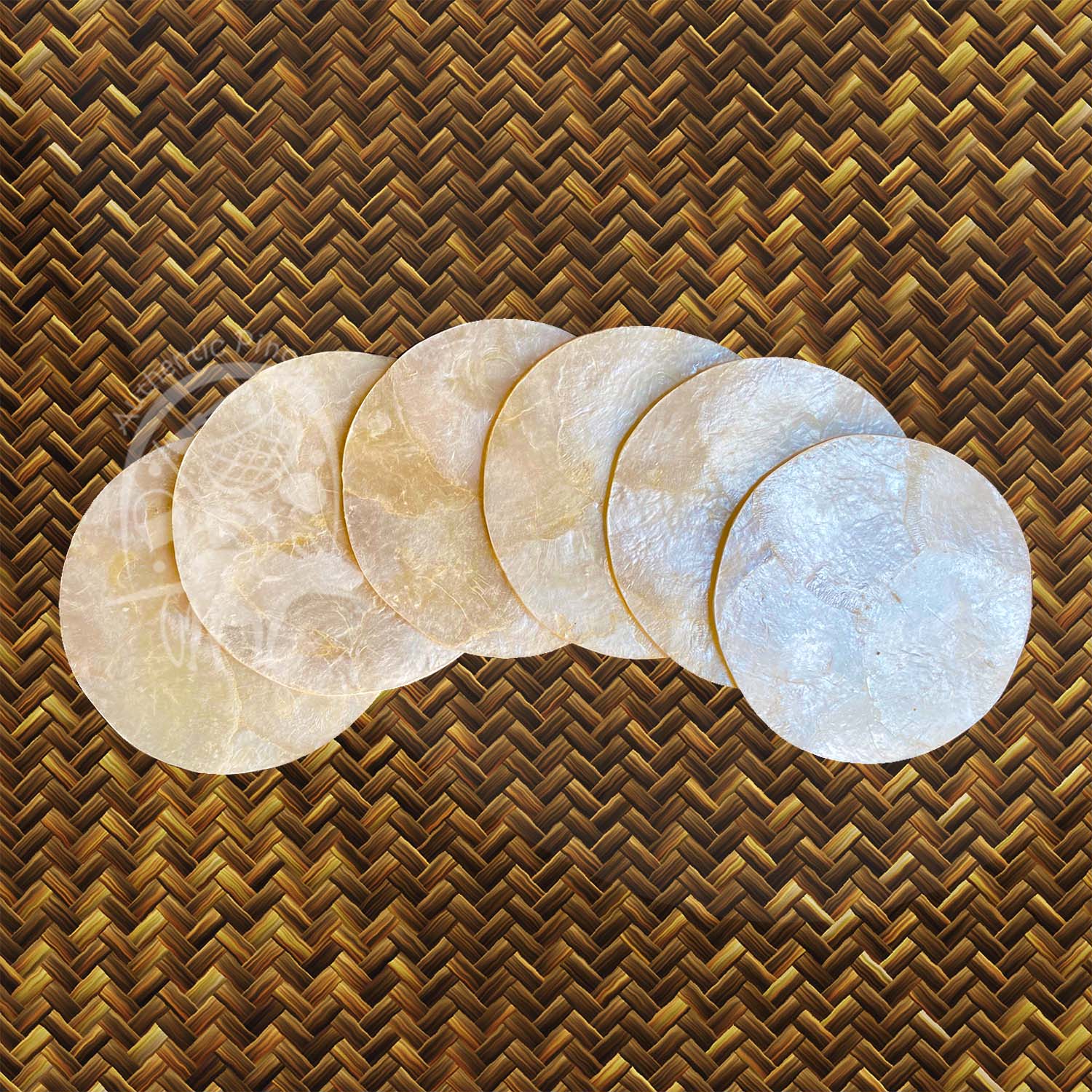 6 pcs of Round Coasters made from Capiz / Kapis Shells | Elegant Design | Makakapal