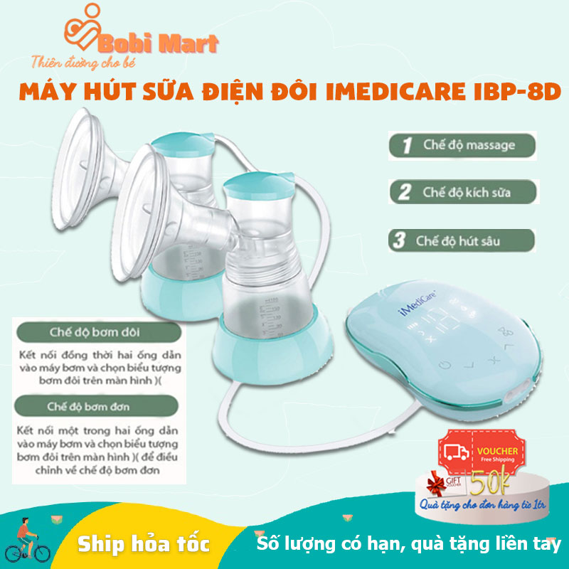Máy hút sữa điện đôi imedicare, máy vắt sữa 9 cấp độ, màn hình led , bh 24 tháng !