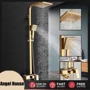 Luxury Gold Brass Wall Mounted Shower Faucet Set