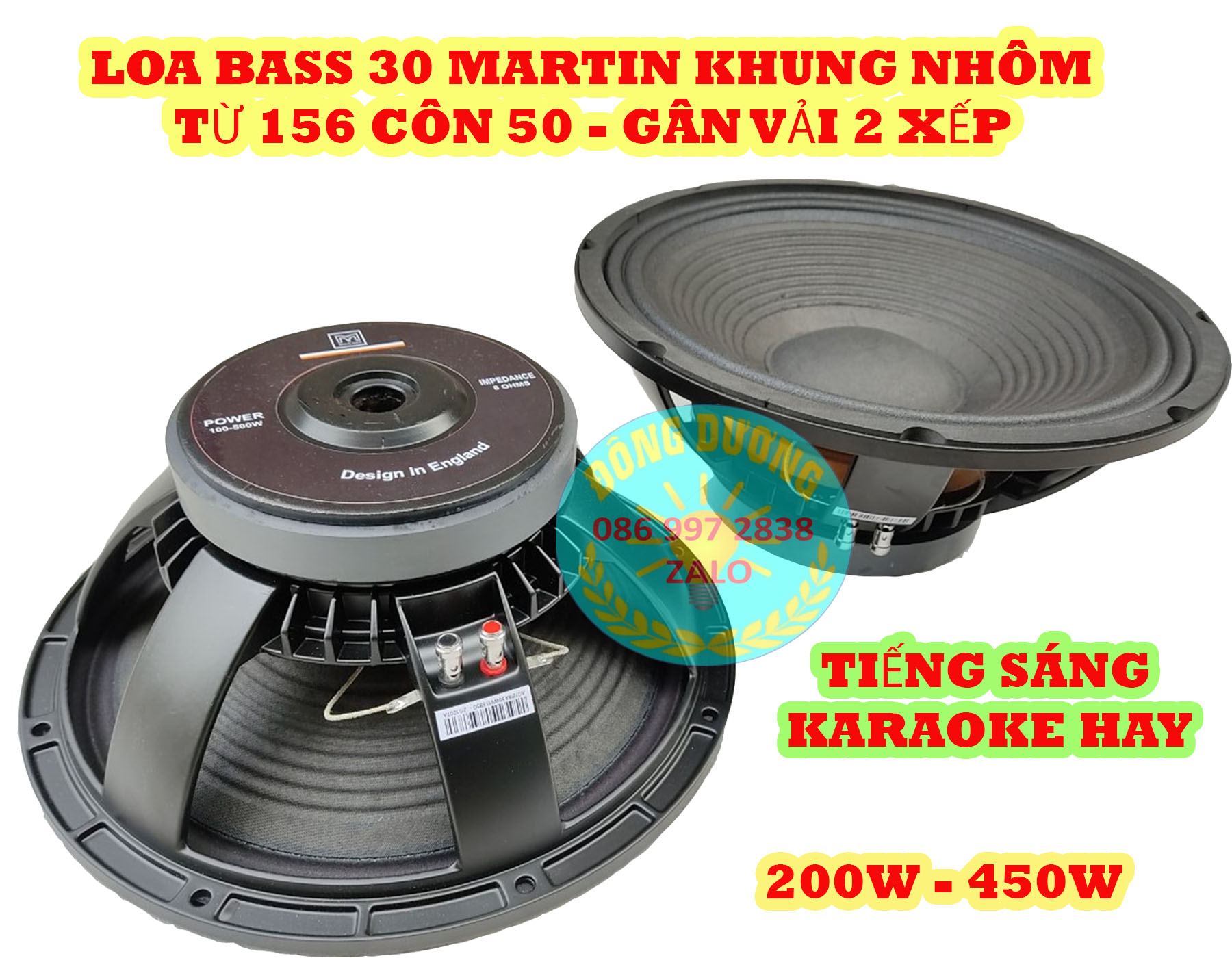 LOA BASS 30 MAXTIN XƯƠNG NHÔM CAO CẤP TỪ 156 COIL 50 - GIÁ MỘT LOA