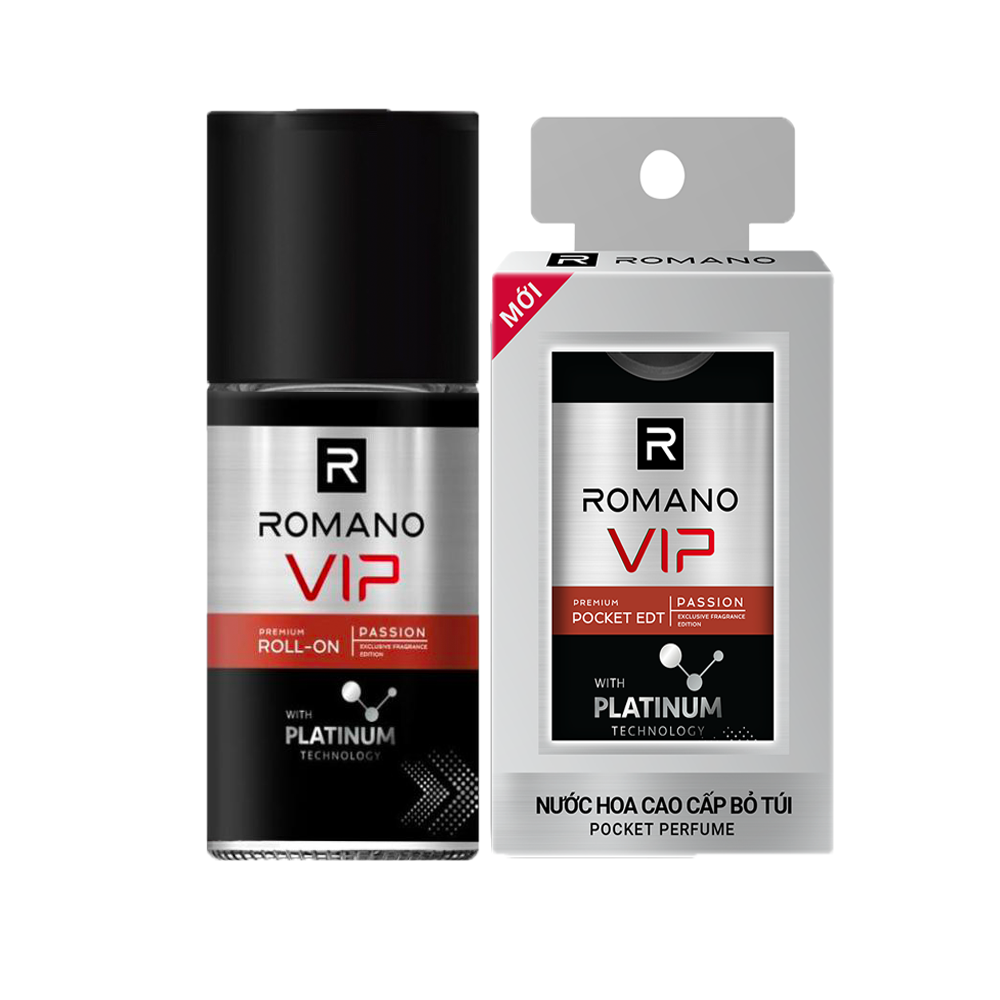 Bộ Romano Vip Passion: Lăn Ngăn Mùi 50ml và Nước Hoa bỏ túi 18ml