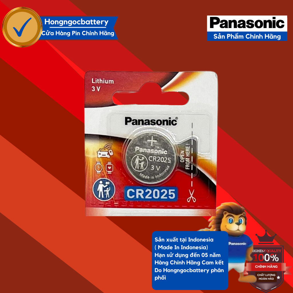 Vỉ 1 viên pin Panasonic CR2025 Lithium 3V - Hàng chính hãng