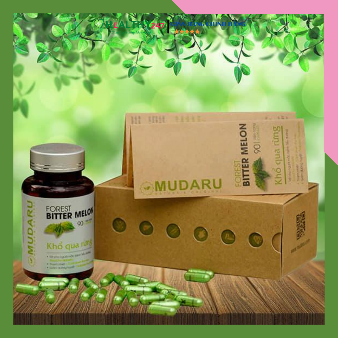 Viên uống khổ qua rừng Mudaru hộp 90 viên hỗ trợ tiểu đường, mỡ máu, qout