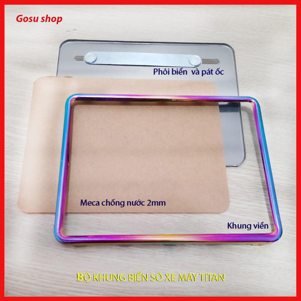 Khung biển số xe máy- Viền titan 7 màu đủ bộ