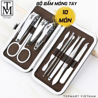 Bộ bấm móng tay 10 món thép không gỉ - Bộ cắt móng tay làm nail cao cấp