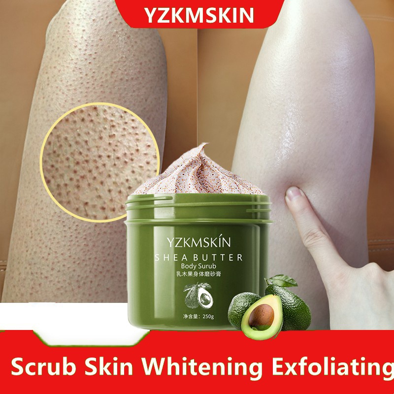 Gambar ?Local stock?Shea Butter Whitening Body Scrub Deep Cleansing Exfoliating Exfoliating Dirt Moisturizing 250g Shrink Pores Improve Roughness Skin Whitening Nourishing Repair Body Rejuvenating