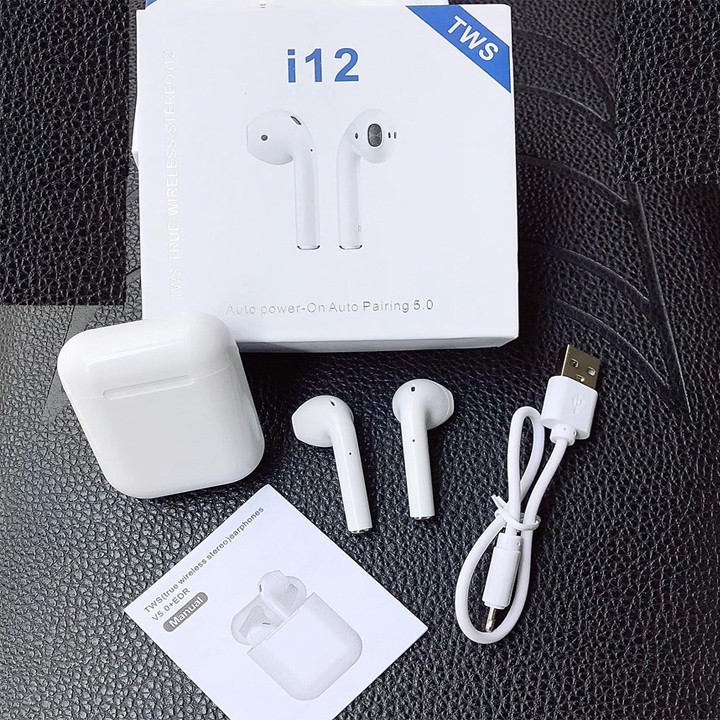 Tai nghe bluetooth không dây ipod i12 TWS gaming nhét tai, tai phone blutooth Inpods i12 thể thao giá rẻ cho Android iOs