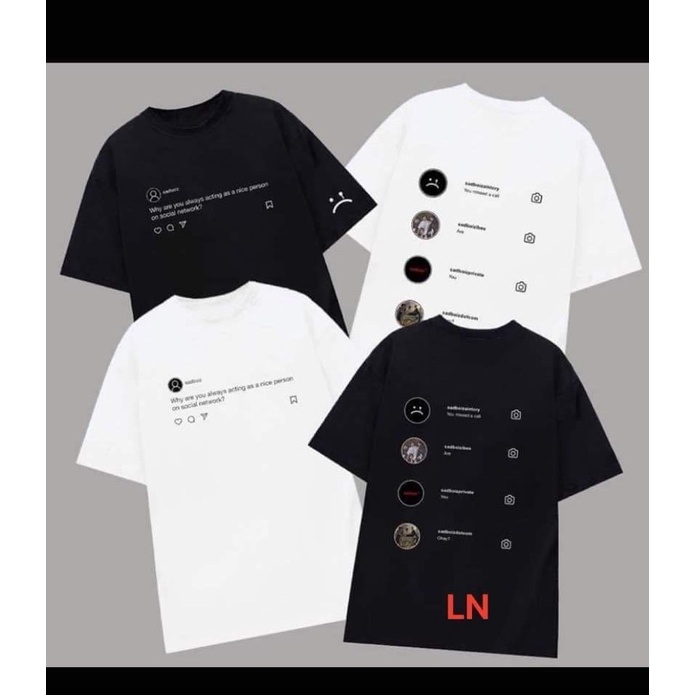 Áo thun tay lỡ form rộng Sadboizz Sadtagram Tee, in 2 mặt, có logo tay