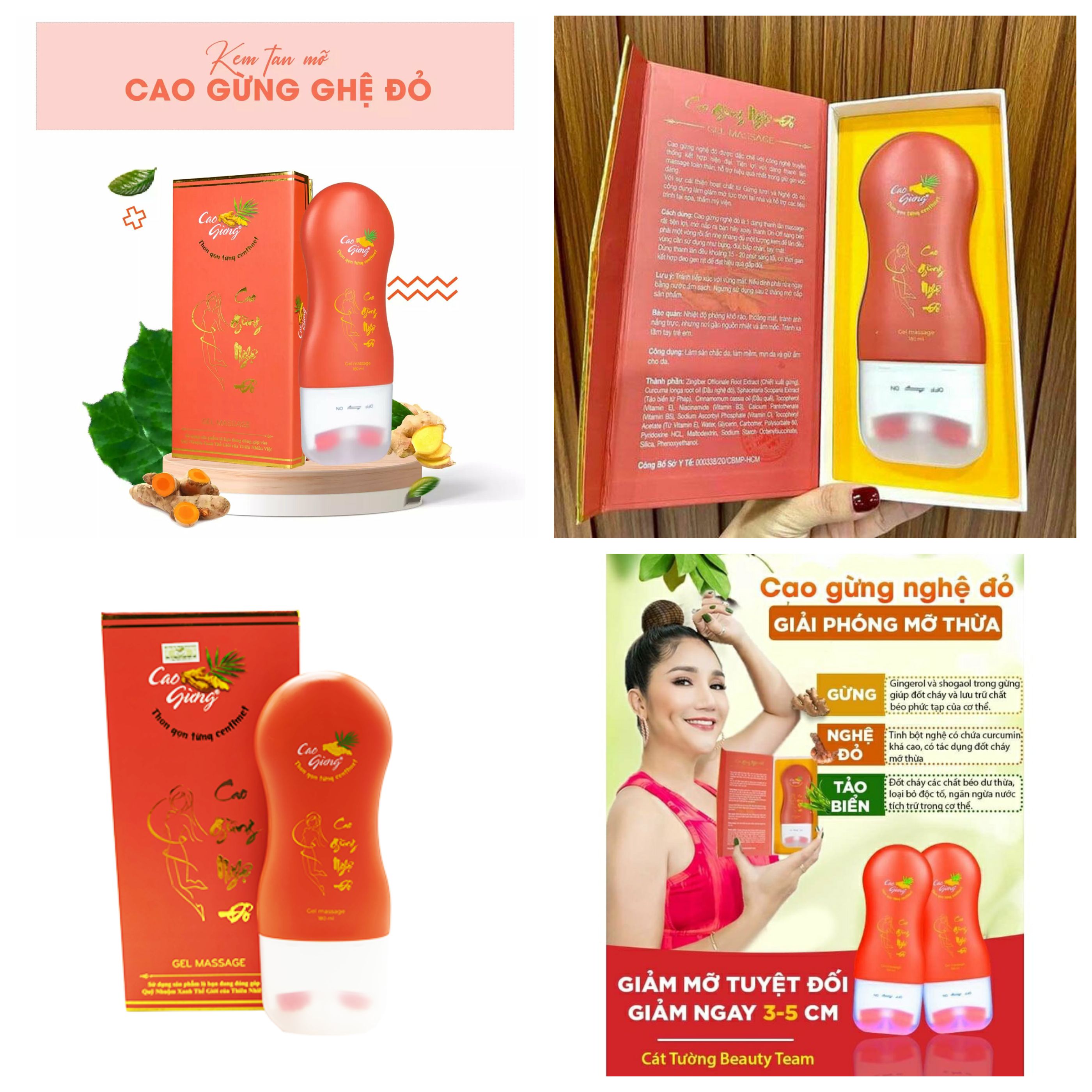 Cao Gừng Nghệ Đỏ dạng thanh lăn massage vô cùng tiện lợi đánh tan mỡ thừa một cách hiệu quả và nhanh chóng, cung cấp dưỡng da săn chắc mịn màng giảm nếp nhăn phục hồi làn da