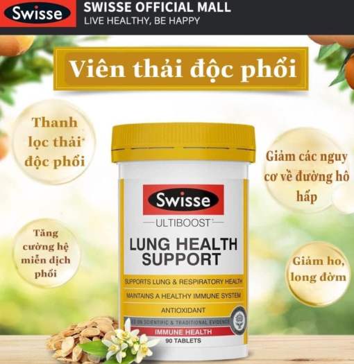 Viên Uống Bổ Phổi Swisse Heathy Lung Support 90v UK ( CAM KẾT HÀNG CHUẨN AU )