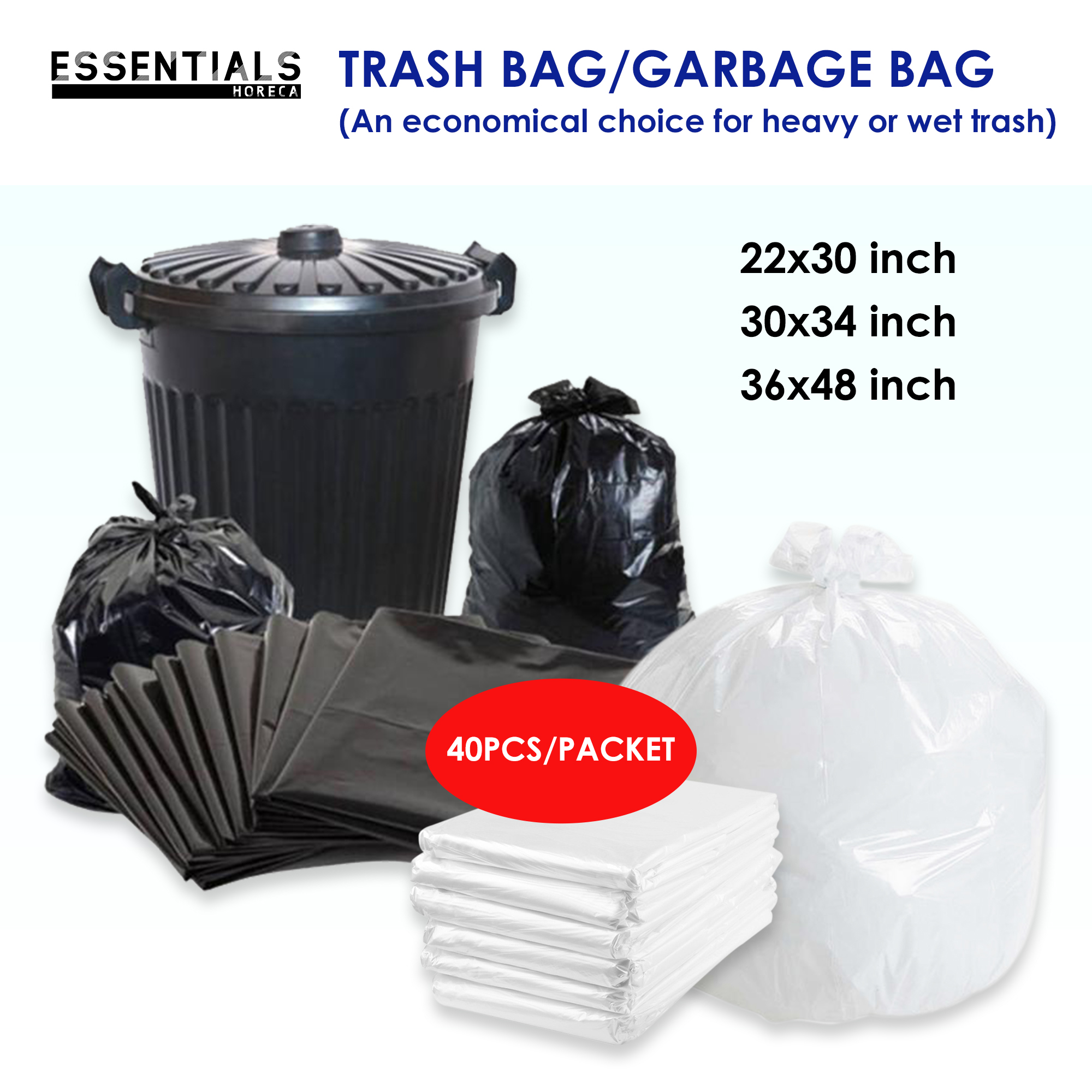 50pcs/Pack Big Garbage Bags Disposable Big Trash Bags Black Heavy Duty  Liners Strong Thick Rubbish Bags Bin Liners Outdoor - AliExpress