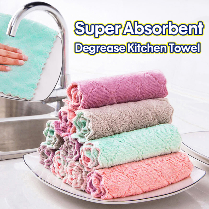 Kitchen All Purpose Coral Fleece Towel 5 Piece Bundle - einashop