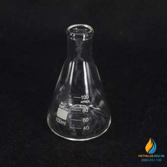 Bình tam giác, thủy tinh trong suốt, có chia vạch, không nắp, dung tích 100ml