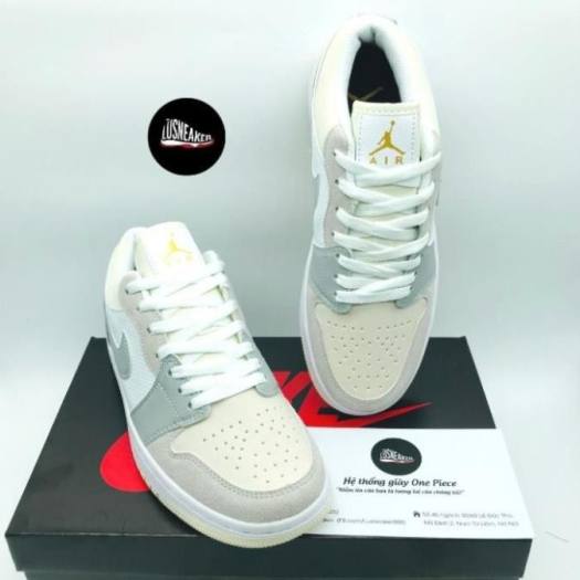 Giày Jordan Paris CHUẨN 11 giày sneaker JD 1 màu xám cổ thấp , size nam nữ 36-43