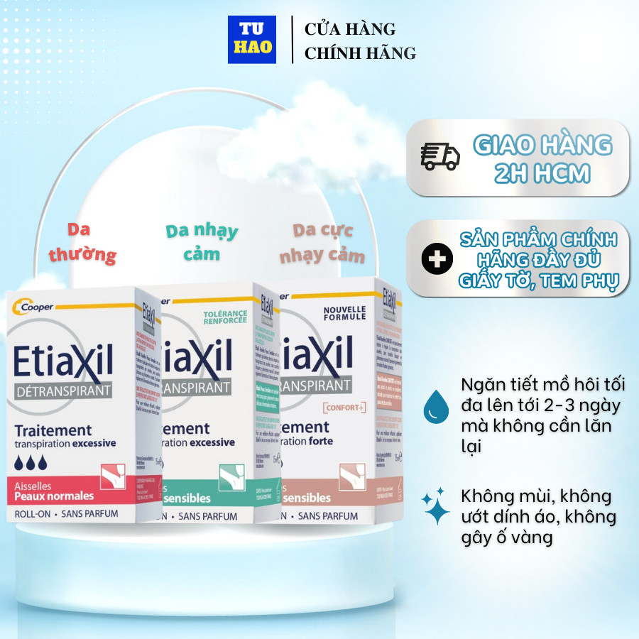 Lăn Khử Mùi Giảm Mồ Hôi Etiaxil Dành Cho Da Nhạy Cảm 15ml Màu Xanh