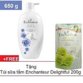 Enchanteur-Sữa tắm Trắng và Dưỡng Ẩm  650 g - Magic - + túi sữa tắm 200 g Delightful Xanh