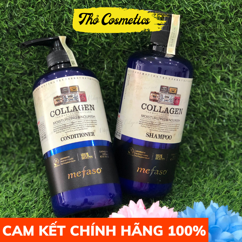 Bộ dầu gội xả Mefaso Collagen Xanh - Siêu mềm mượt chuyên dùng cho các salon