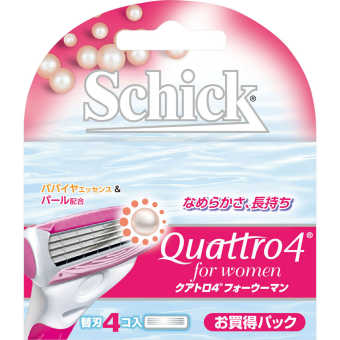 Từ Nhật Bản sic japan Schick Quattro 4 for Woman, 4 replacement blades Replacement blades for women Women's Razors 妇女的替代刀片 女性剃须刀 Abies5Star