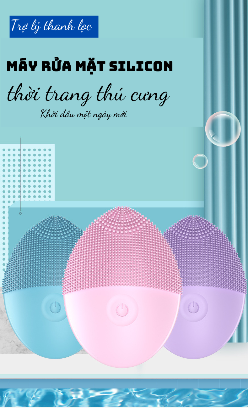 Máy rửa mặt silicon, dụng cụ rửa mặt, dụng cụ chăm sóc da mặt, máy massage mặt n2001-2 ngân shop