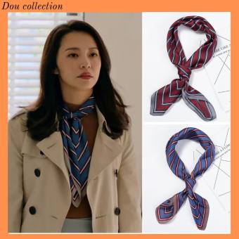 Khăn Lụa Vuông (Khăn Turban) Cao Cấp Họa Tiết Kẻ Sọc Ô Vuông Chất liệu Chifon 70x70cm - Mã KL037