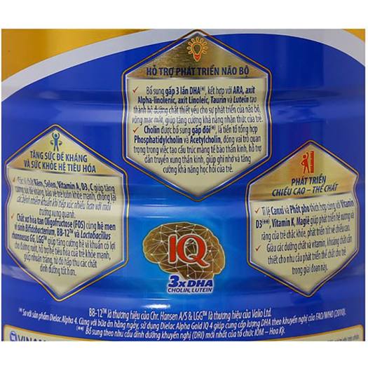 Sữa Bột Vinamilk Dielac Alpha Gold IQ 4 - Hộp 1,5kg (Cho bé 2-6 tuổi)