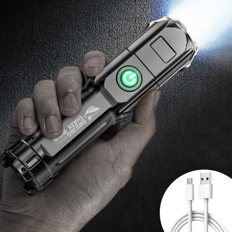Đèn pin cầm tay ánh sáng mạnh đèn pin chiến thuật làm nổi bật thu phóng có thể sạc lại usb công suất cao đèn flash led chiếu sáng ngoài trời