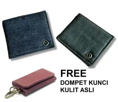 FREE DOMPET KUNCI KULIT ASLI Dompet Pria Kanvas Dompet pria Bahan Denim Asli Tahan Gesek Dompet Cowo Kain Dompet Lipat Katun Pria Gaul Trendy Harga grosir Termurah