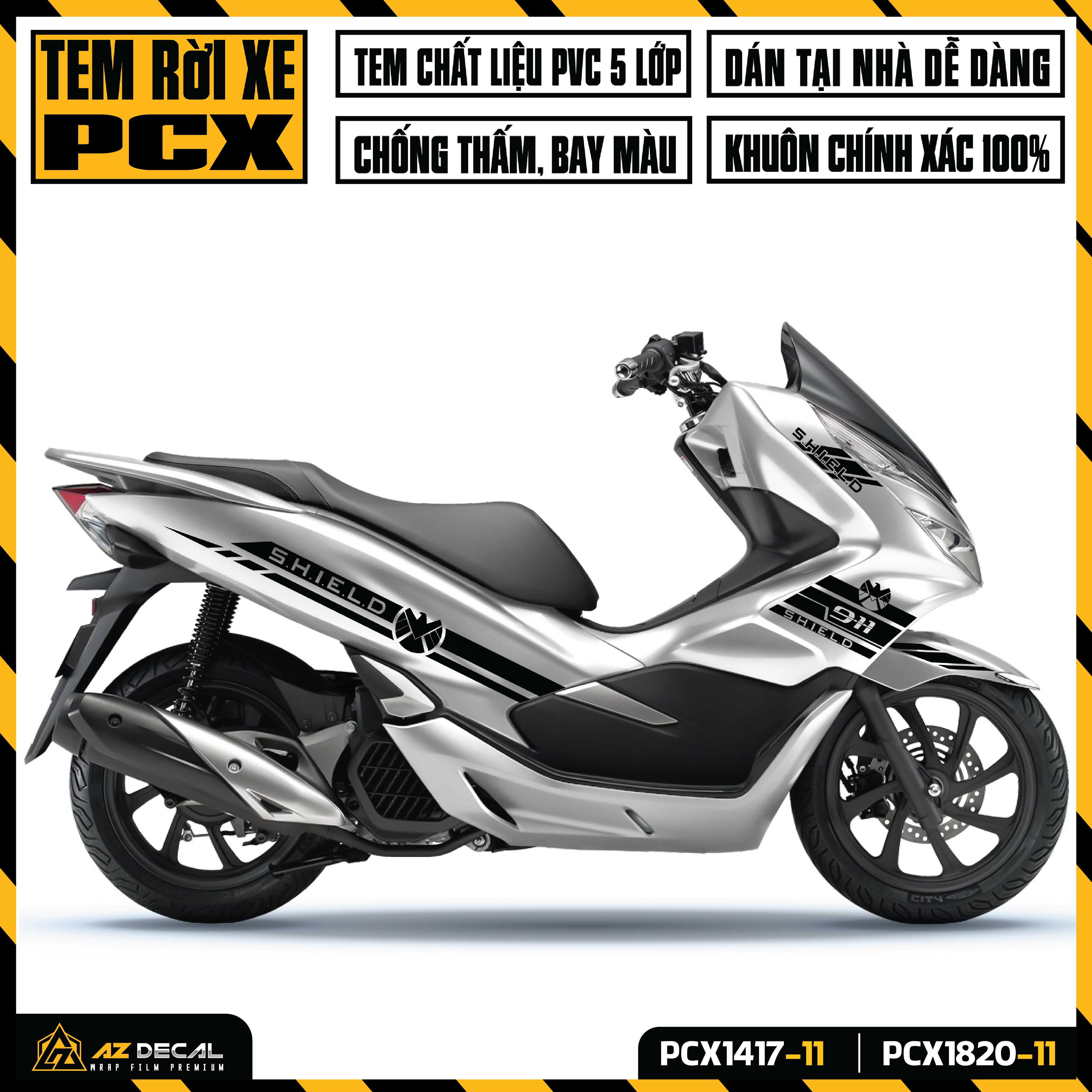 Decal Chế Dán Xe PCX 2014 - 2020 Thiết Kế SHIELD | PCX-11 | Tem Rời Dán PCX 125 150 160 Chống Nước B