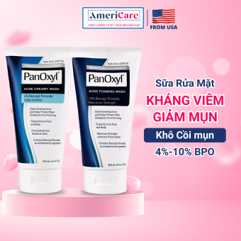 Sữa rửa mặt da mụn Panoxyl Creamy Acne Wash 4% / 10% Benzoyl Peroxide, Giảm mụn lưng, Ngăn Ngừa Mụn Quay Lại