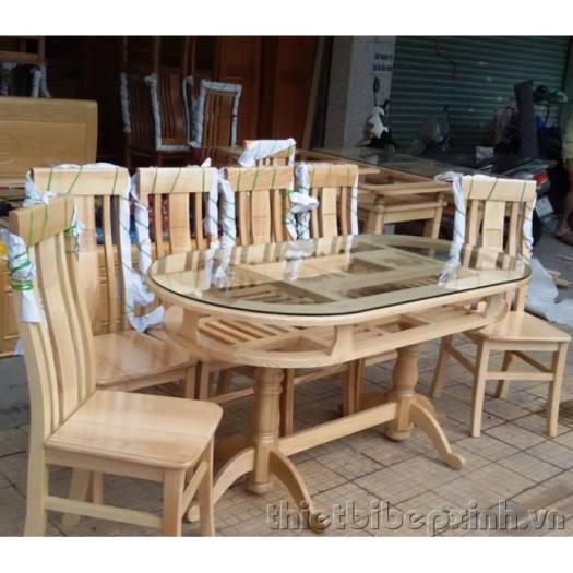 Bộ bàn ghế ăn vòm gỗ sồi nga