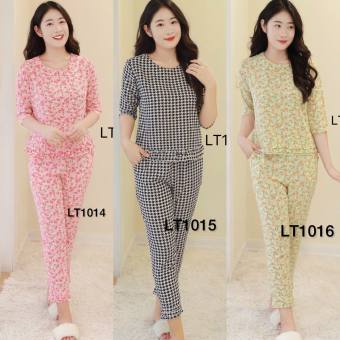 Đồ bộ mặc nhà, Đồ bộ chất liệu lụa cổ tròn màu đẹp