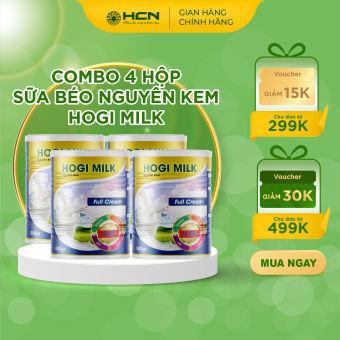 COMBO 4 hộp Sữa béo nguyên kem Hogi milk 900g tăng cân an toàn