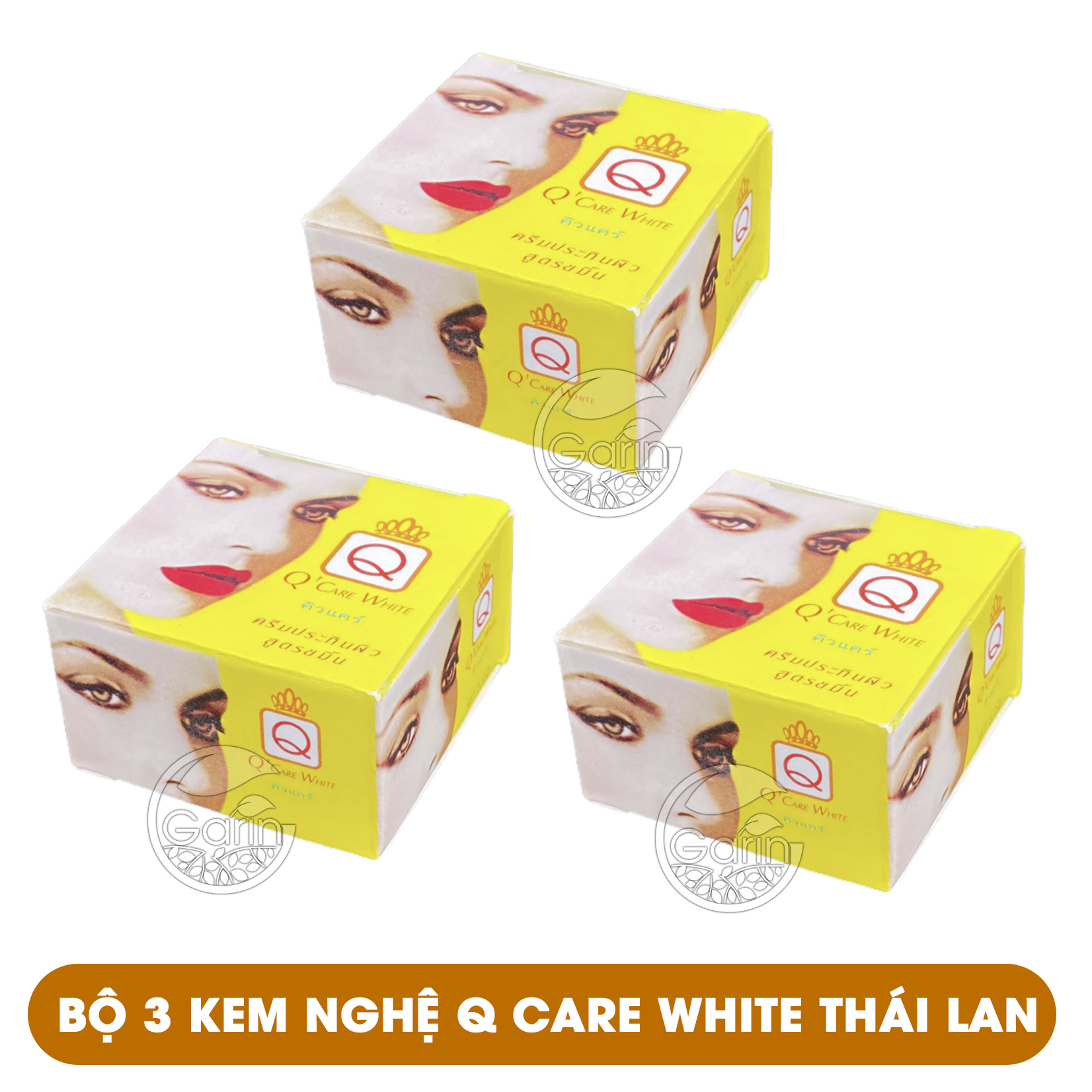 Bộ 3 hộp Kem nghệ Q Care White Thái Lan (5g x 3) giúp hết mụn mờ nám tàn nhang cho làn da trắng hồng và căng mịn Mỹ Phẩm Sỉ Emer