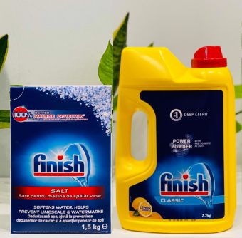 [Chính hãng] Combo: Bột rửa bát Finish 2,5kg + Muối Finish 1,5kg