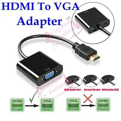 HDMI to VGA Cable HDMI Male to VGA Female RGB Analog VGA Video Audio Converter Adapter Cables HD1080 (1)
