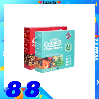 COMBO 2 Hộp Ngũ Cốc Ăn Sáng Healthy + Power với vị sô cô la Cho Mẹ & Bé tiện lợi, Hoa Quả Sấy Khô yến mạch, mắc ca, hạt óc chó, tiêu chuẩn chất lượng FDA Hoa Kỳ – Fruit granola, for mom and baby Ohh Granola super power