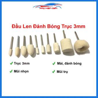 Đầu len đánh bóng trục 3mm đánh bóng kim loại, trang sức, viền điện thoại