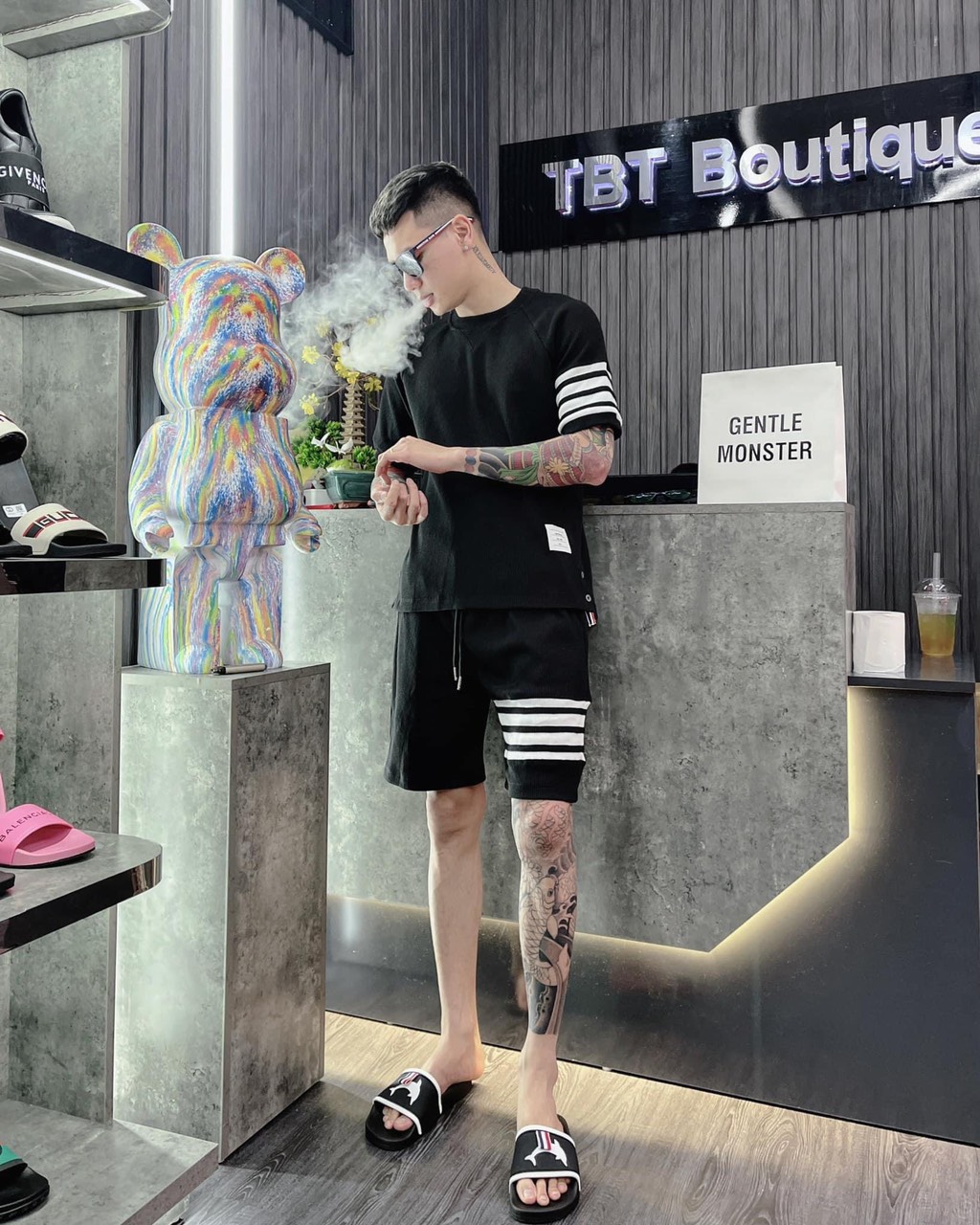 Bộ quần áo mùa hè nam, bộ thom browne nam chất cotton mềm mịn cực hót