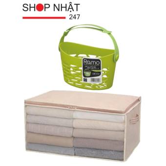 Combo Giỏ nhựa phơi đồ và Túi đựng quần áo hàng nhập khẩu Nhật Bản