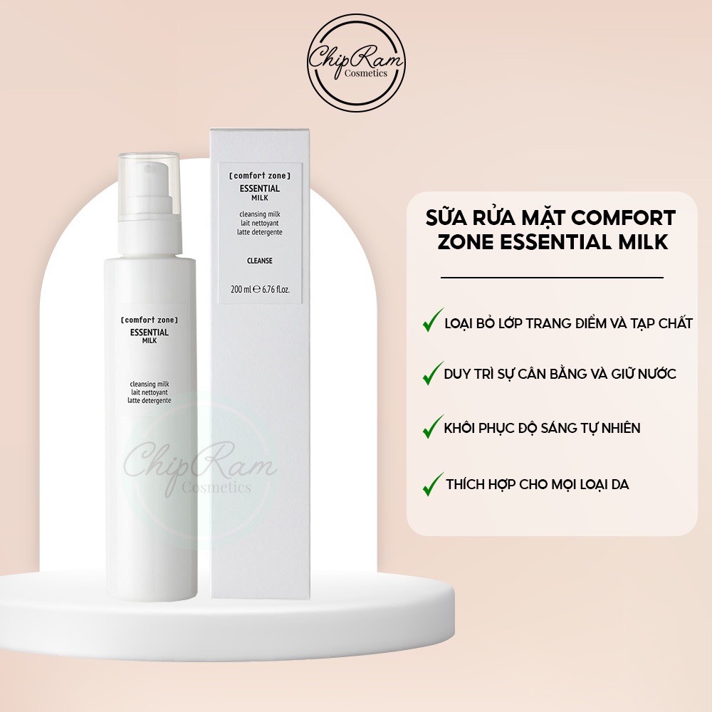 Sữa rửa mặt dịu nhẹ comfort. zone Milk 200ml làm mềm da