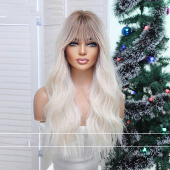 TSE Tóc Giả Xoăn Dài Với Tóc Mái Tóc Giả Màu Nâu Vàng Chuyển Sắc Kiểu Tóc Châu Âu Và Châu Mỹ Kiểu Tóc Giáng Sinh Mới Dòng LC Dài 24Inch