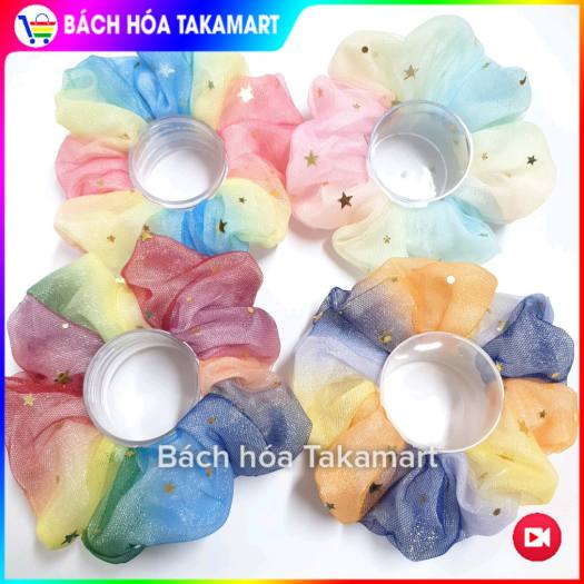 Cột tóc Scrunchies 2 lớp Hoa Cúc Họa Mi, Galaxy Sao Cầu vồng 7 màu hai lớp, dây buộc tóc, cột tóc SCRUNCHIES Vải Voan siêu đẹp bền , cột tóc hai lớp Galaxy, dây buộc tóc giá rẻ, đồ cột tóc giá rẻ- Bách hóa Takamart