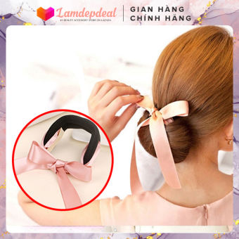 ♥ Lamdepdeal - Dụng cụ búi tóc tròn có nơ nhiều màu sắc - Búi tóc củ tỏi dễ thương, dễ sử dụng, giá rẻ - Dụng cụ làm tóc