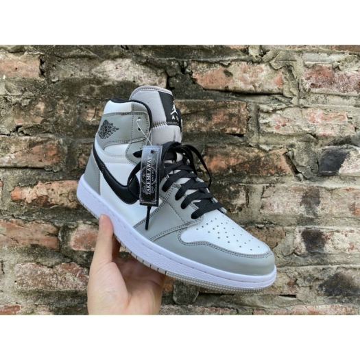 Giày thể thao JD1 Retro High Light Smoke Grey cao cổ xám logo đen Giầy jordan xám cổ cao
